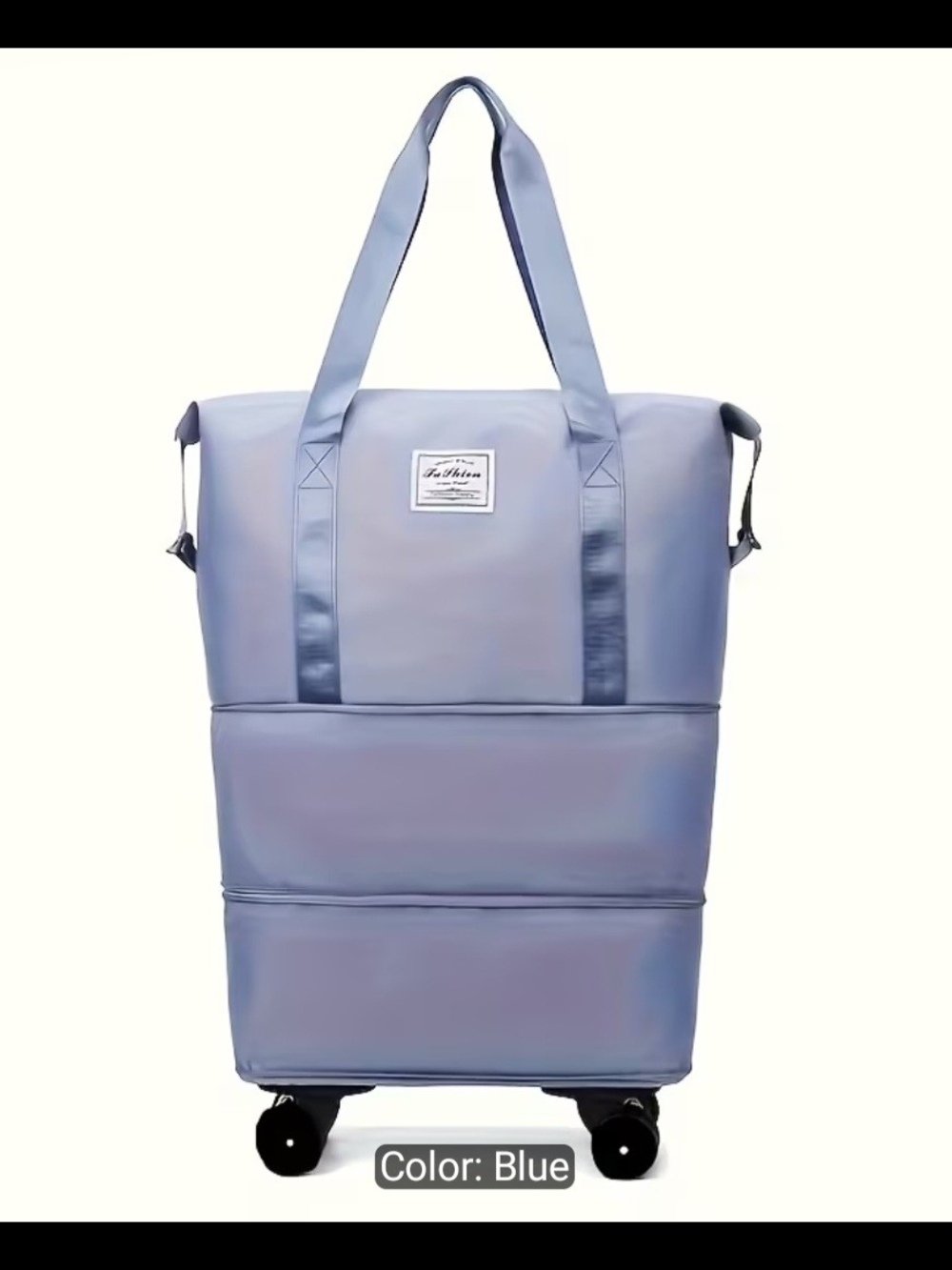 NWT Collapsible Blue Rolling TRAVEL SHOPPING Tote Bag w/ Handles